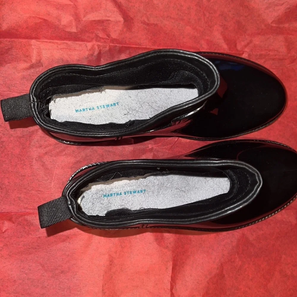 Easy Spirit Martha Stewart Shiny Black Rain/Garden Boots